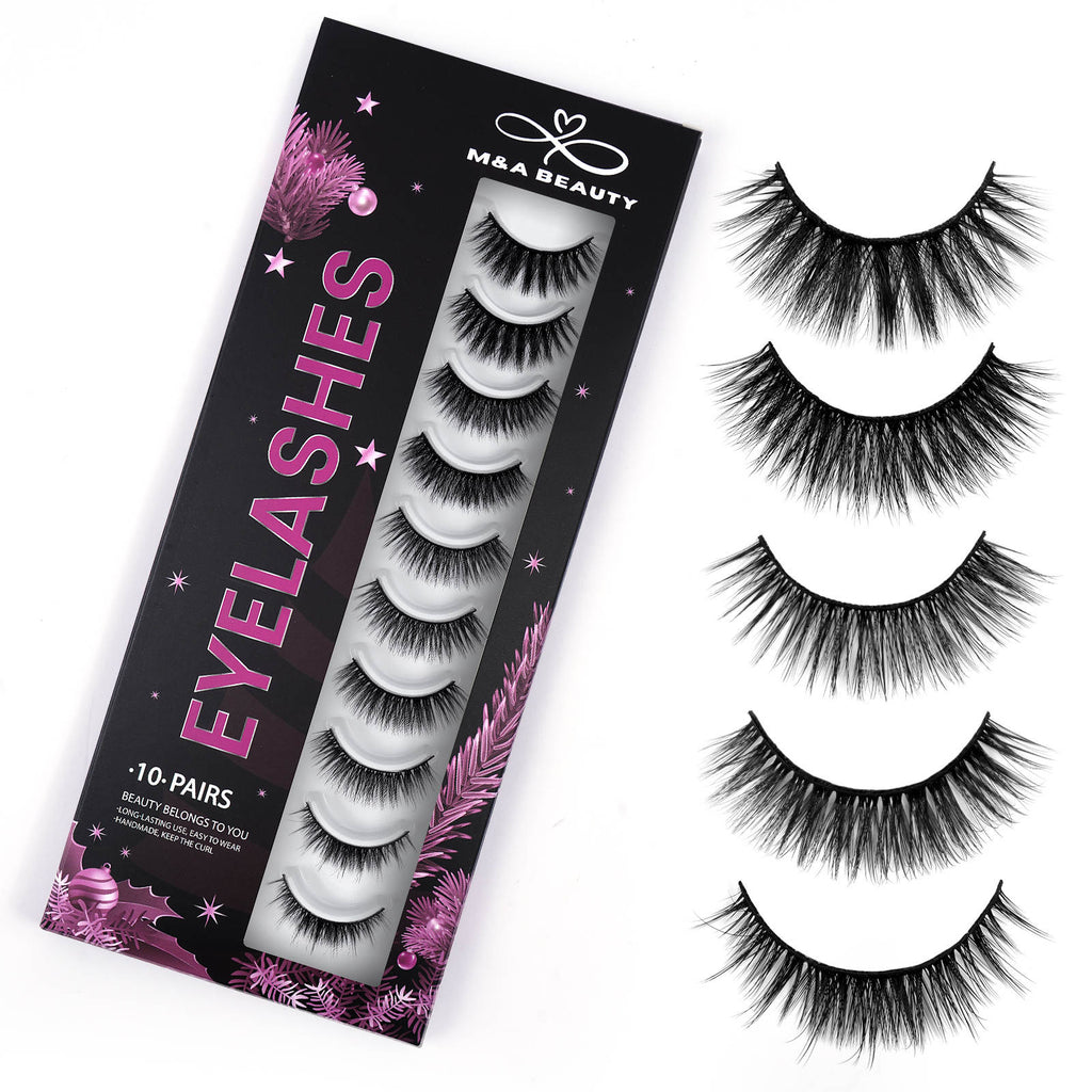 M&A Beauty Luxe Lash Variety Pack – 5D & 3D Styles (10 Pairs)