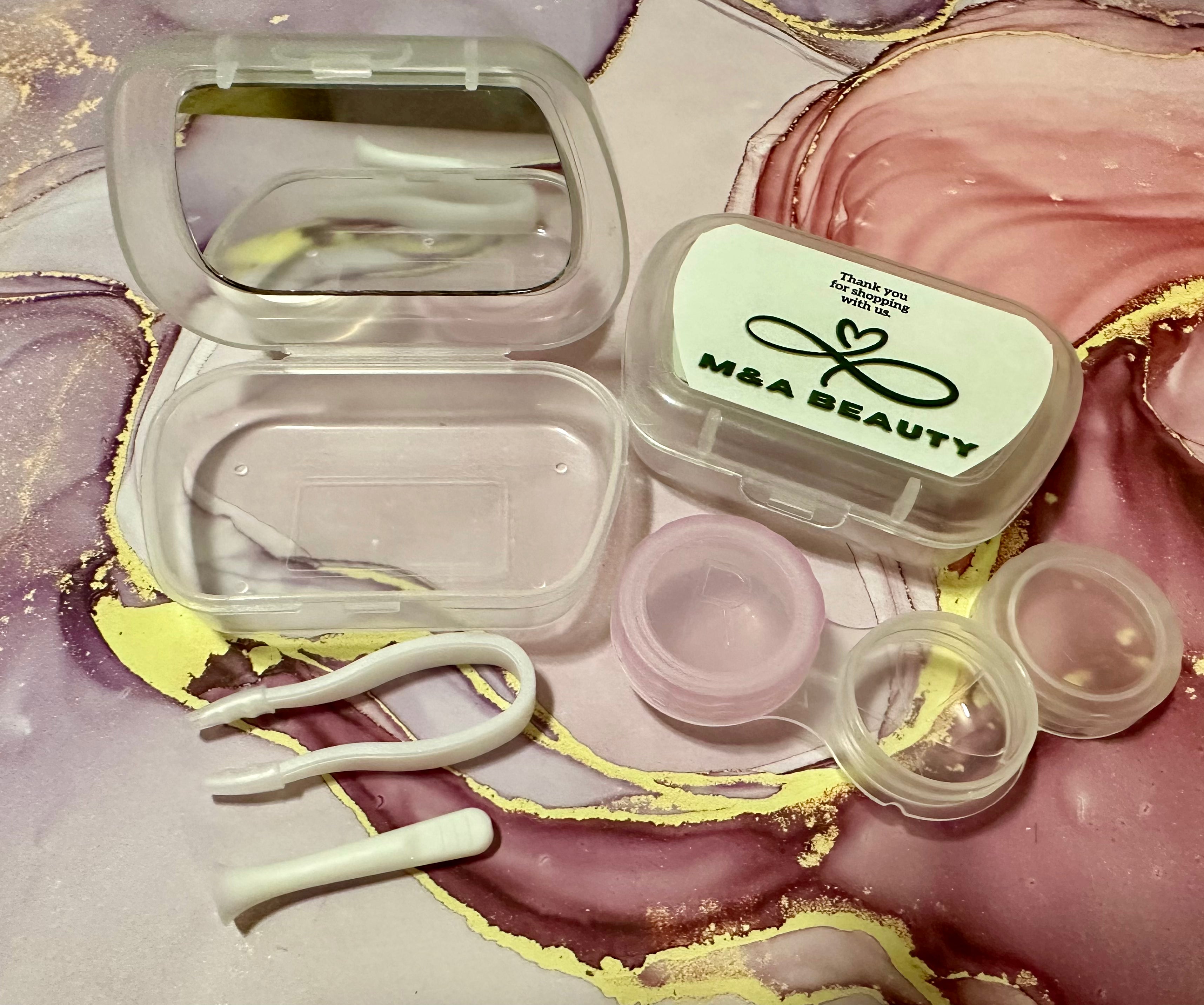 Cute packet mini lens case travel kit, easy to cary mirror container holder