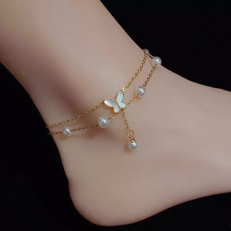 M&A Butterfly Anklet Foot Chain 18K Gold plated