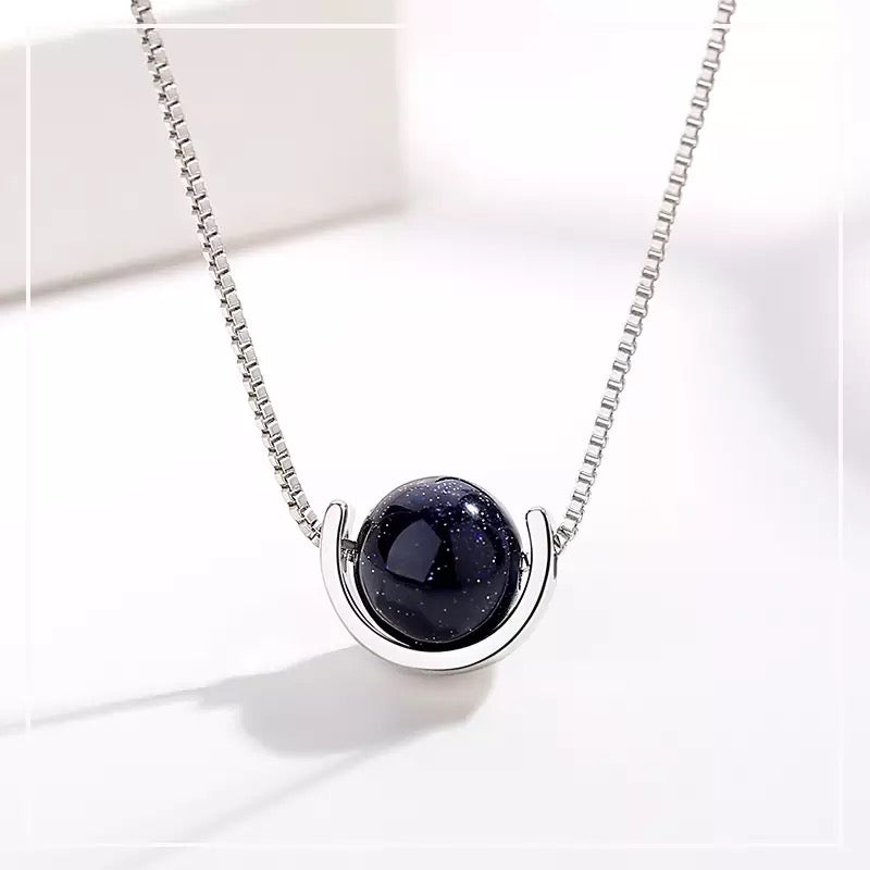 M&A new Anti-Oxidation Obsidian Saturn Pendant Copper Necklace