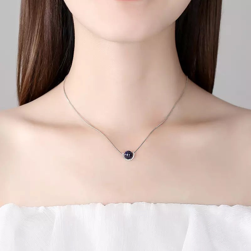 M&A new Anti-Oxidation Obsidian Saturn Pendant Copper Necklace