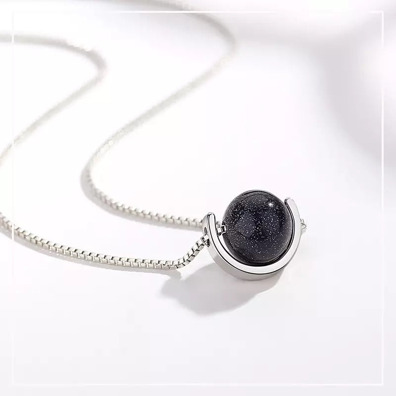 M&A new Anti-Oxidation Obsidian Saturn Pendant Copper Necklace