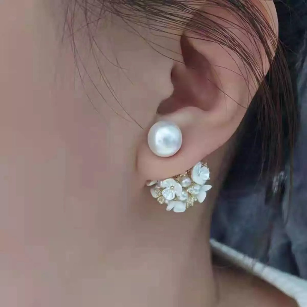 M&A White Pearl Flower Earring For Women