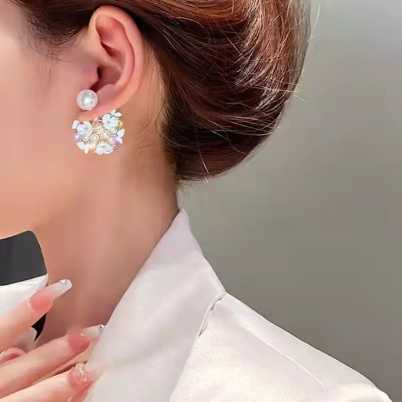 M&A White Pearl Flower Earring For Women