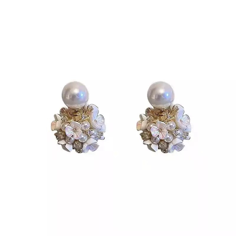 M&A White Pearl Flower Earring For Women