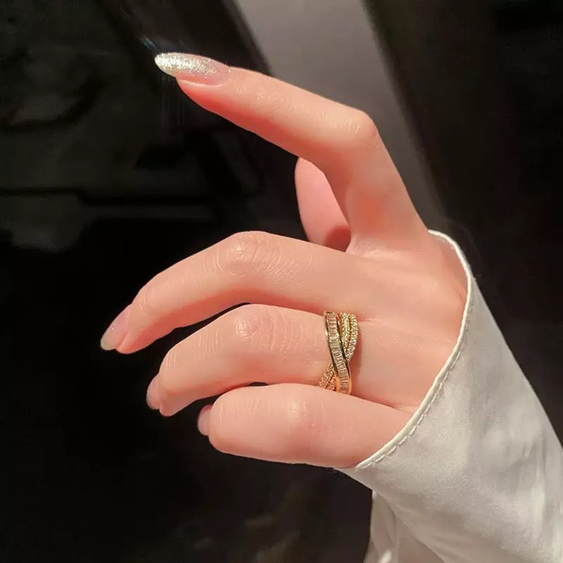 M&A 18k Gold Multi Layers Open Ring For Women