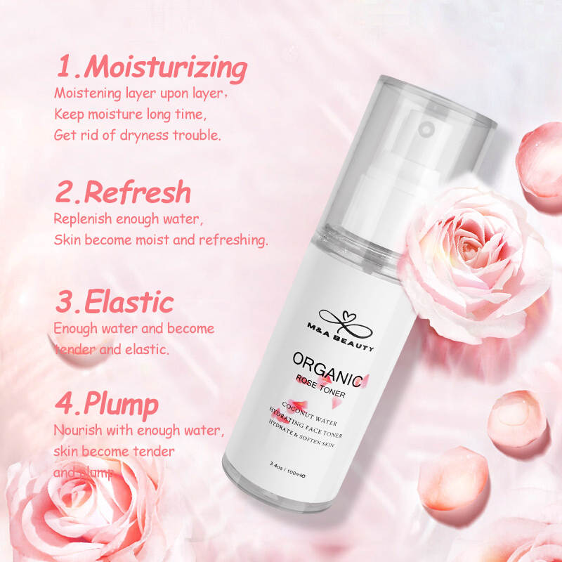M&A Beauty Organic Rose Water/Toner 100ml - face Mist Soothing and Hydrating and Reduces Redness