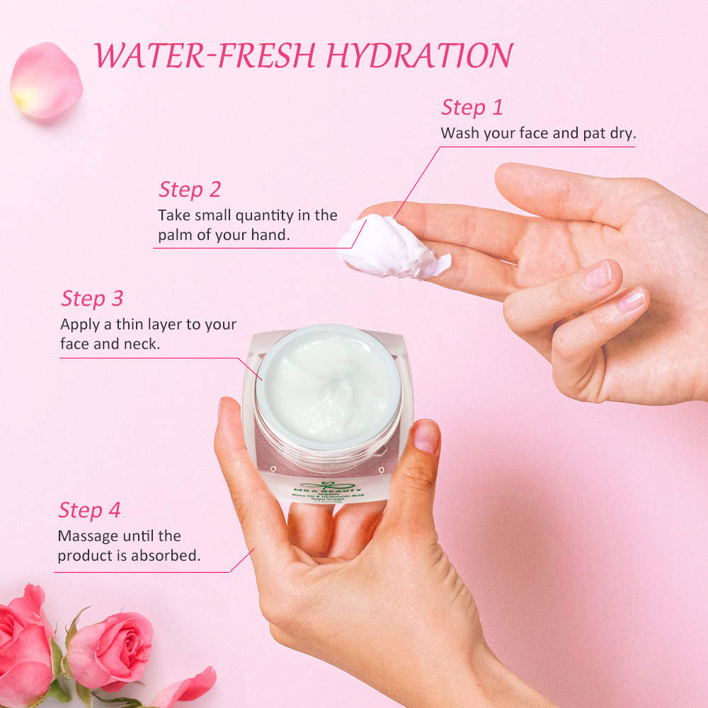 M&A Beauty 3 in 1 Organic Rose Oil Night Cream With Vitamin E and hyaluronic acid 1.7 OZ supper moisturizing